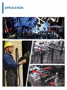 Primjena stolova u zavarivanju Prikaz praktične primjene u radioničkim uvjetima, gdje se stol koristi za precizno pozicioniranje i fiksiranje metalnih dijelova tijekom zavarivanja.