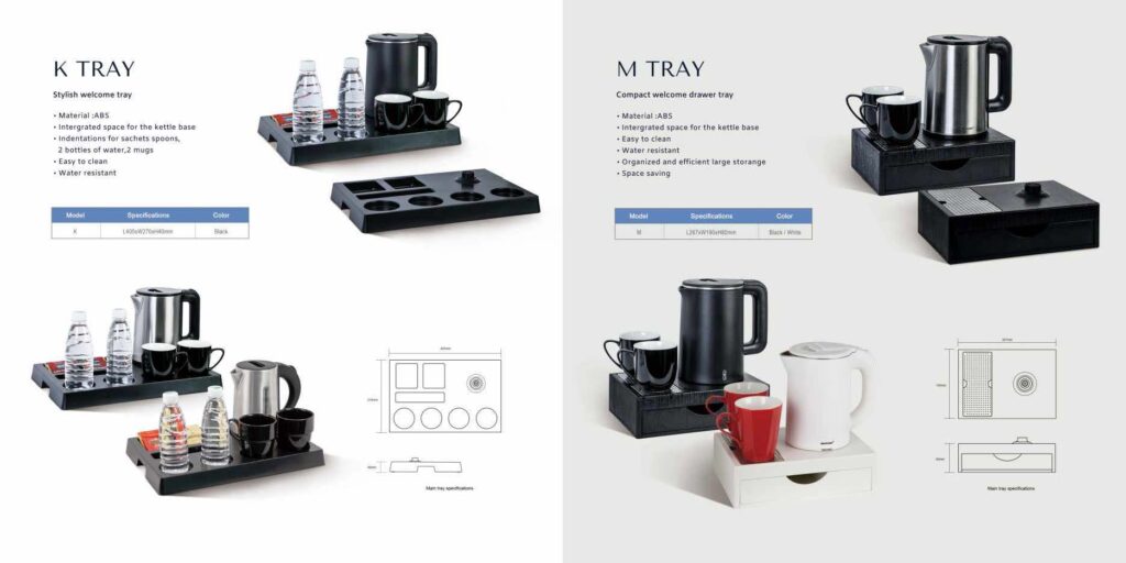 Set s kuhalom za vodu, aparatom za kavu i poslužavnikom za apartmane i hotele