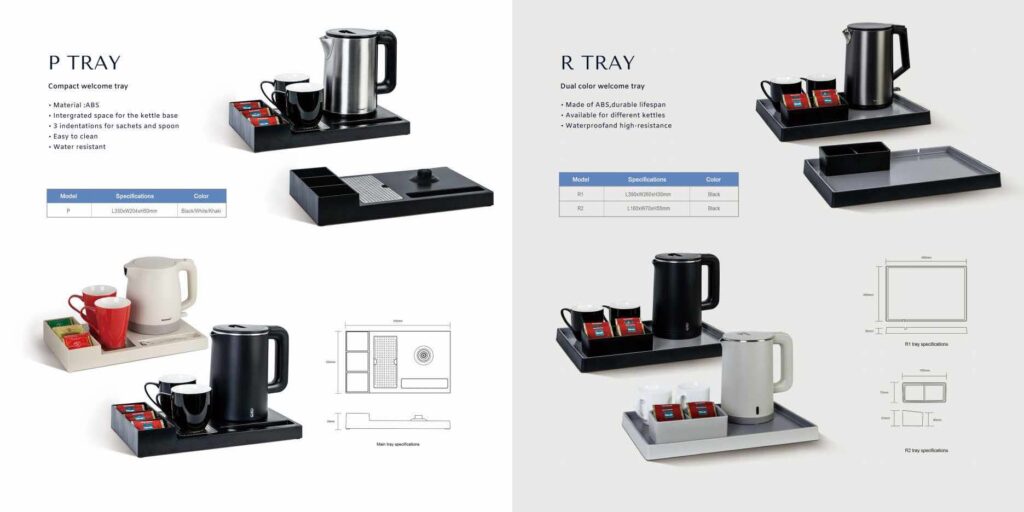 Set s kuhalom za vodu, aparatom za kavu i poslužavnikom za apartmane i hotele