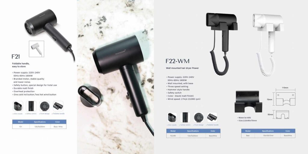 Fen za kosu za apartmane, vile i hotelske sobe