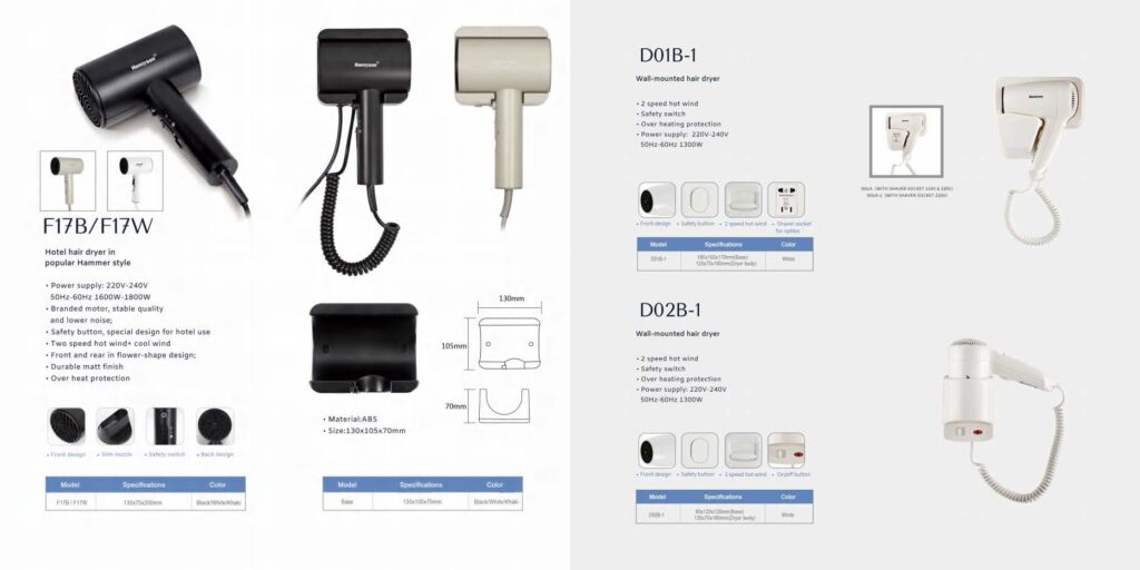 Fen za kosu za apartmane, vile i hotelske sobe